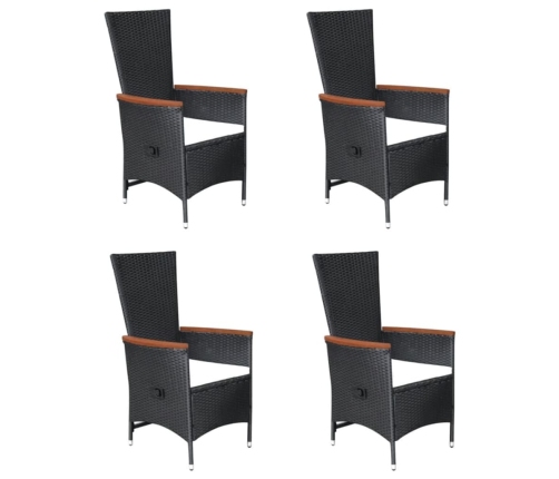 Juego de comedor para jardín 5 piezas negro