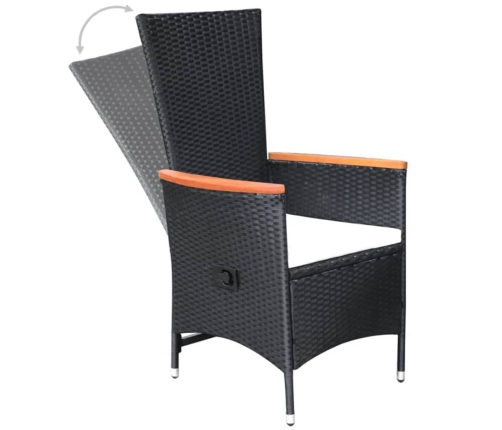 Juego de comedor para jardín 5 piezas negro