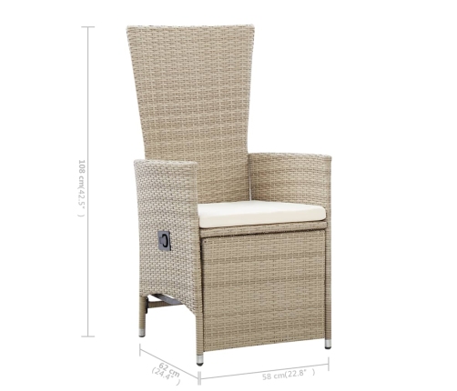 Juego de comedor de jardín 5 piezas beige