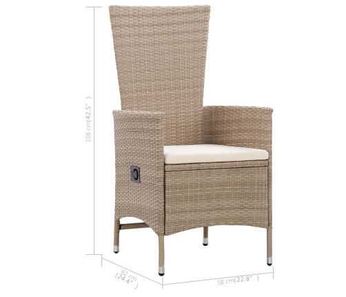 Juego de comedor de jardín 5 piezas beige