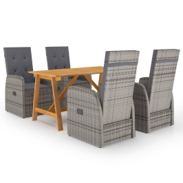 Juego de comedor para jardín 5 piezas gris