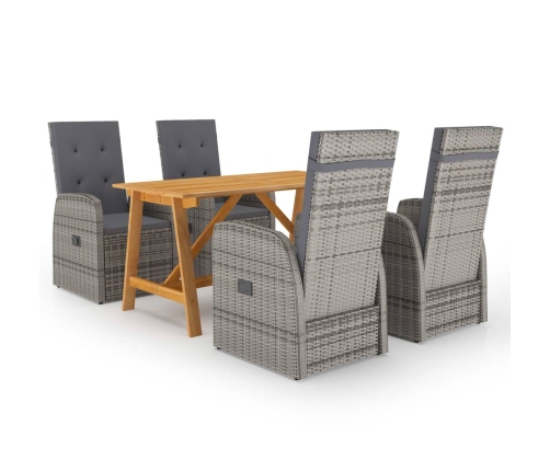 Juego de comedor para jardín 5 piezas gris