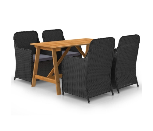 Juego de comedor para jardín 5 piezas negro