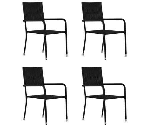 Juego de comedor para jardín de 5 piezas negro