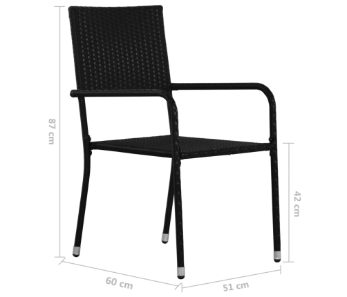 Juego de comedor para jardín de 5 piezas negro