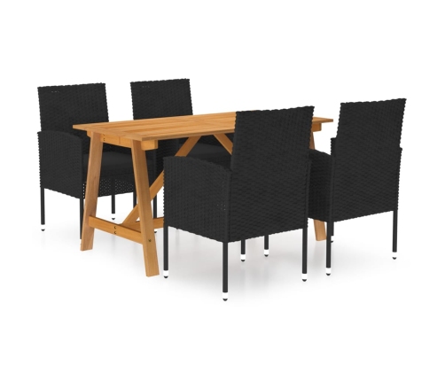 Juego de comedor de jardín 5 piezas negro