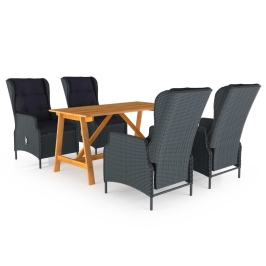 Juego de comedor para jardín de 5 piezas gris oscuro