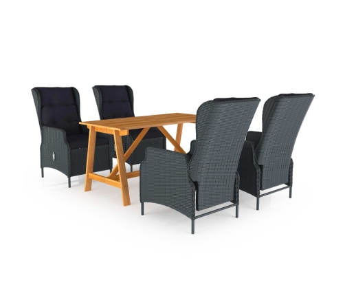 Juego de comedor para jardín de 5 piezas gris oscuro