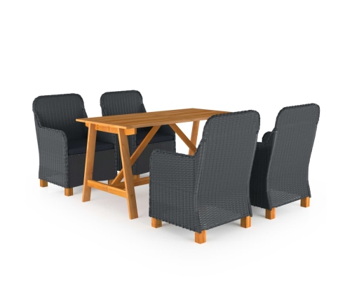 Juego de comedor para jardín de 5 piezas gris oscuro