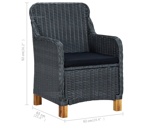 Juego de comedor para jardín de 5 piezas gris oscuro