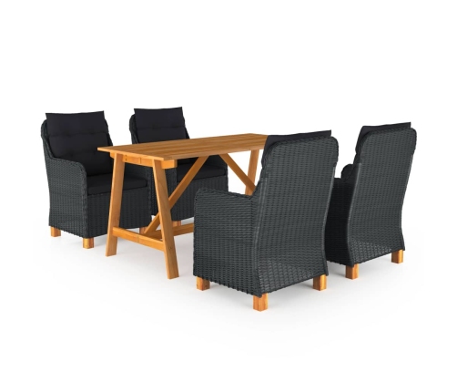 Juego de comedor para jardín de 5 piezas gris oscuro