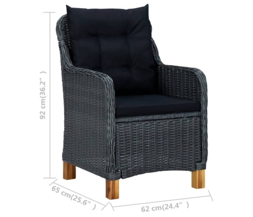 Juego de comedor para jardín de 5 piezas gris oscuro