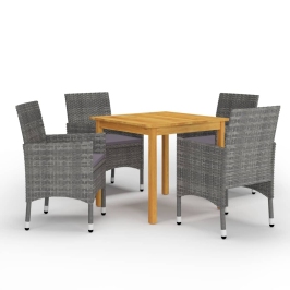 Juego de comedor de jardín de 5 piezas gris