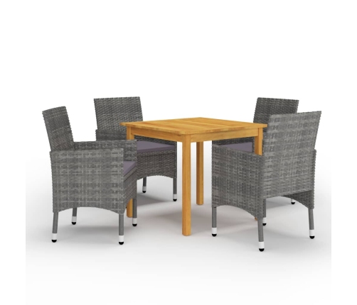 Juego de comedor de jardín de 5 piezas gris