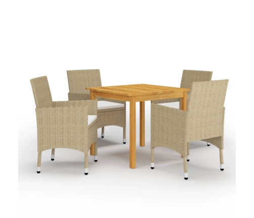 Juego de comedor de jardín de 5 piezas beige