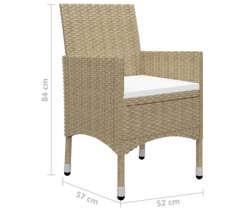 Juego de comedor de jardín de 5 piezas beige