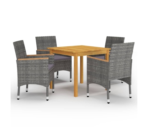 Juego de comedor de jardín de 5 piezas gris