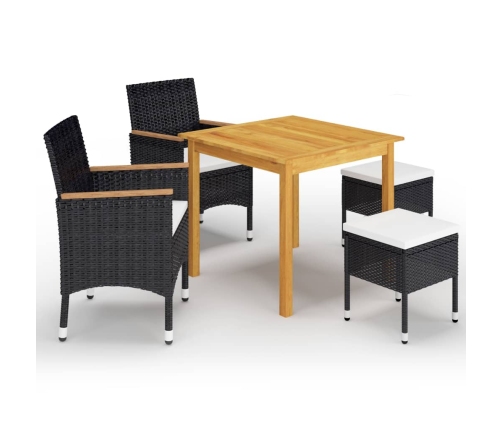 Juego de comedor de jardín de 5 piezas negro