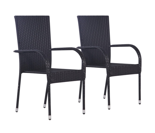 Juego de comedor para jardín 3 piezas negro