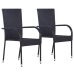 Juego de comedor para jardín 3 piezas negro