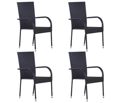 Juego de comedor para jardín 5 piezas negro
