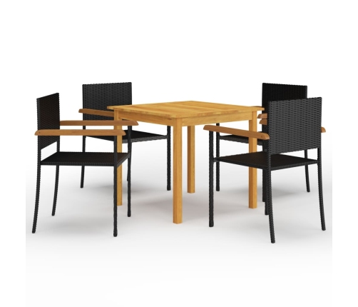 Juego de comedor para jardín 5 piezas negro