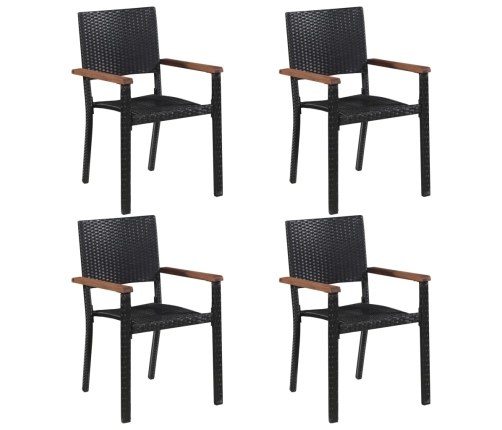 Juego de comedor para jardín 5 piezas negro
