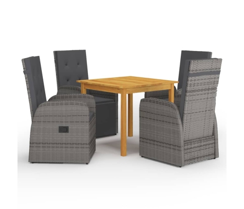Juego de comedor para jardín 5 piezas gris