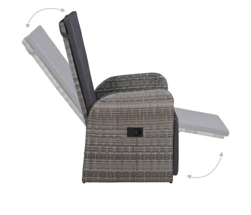 Juego de comedor para jardín 5 piezas gris