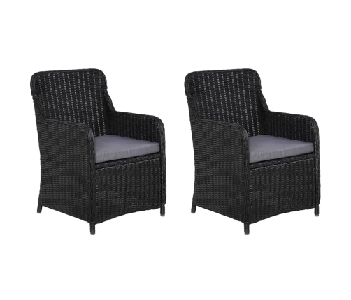 Juego de comedor para jardín 3 piezas negro