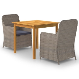 Juego de comedor para jardín de 3 piezas marrón