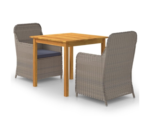 Juego de comedor para jardín de 3 piezas marrón