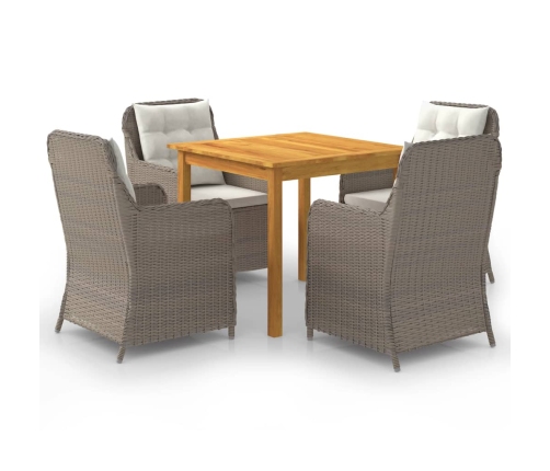 Juego de comedor para jardín 5 piezas marrón
