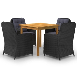 3067729  5 Piece Garden Dining Set Black (147875+2x46548)