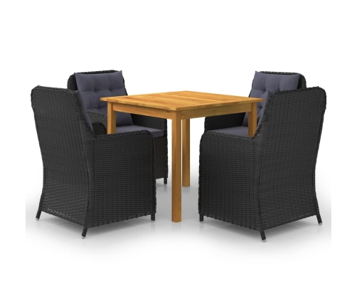 3067729  5 Piece Garden Dining Set Black (147875+2x46548)