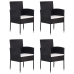 Juego de comedor para jardín de 5 piezas negro