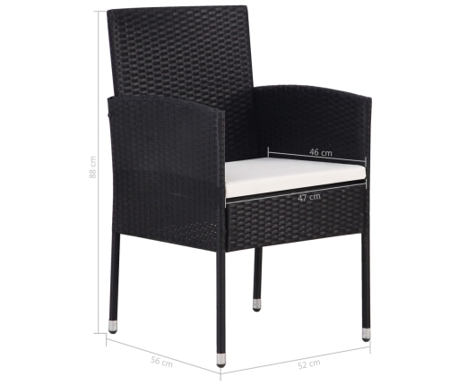 Juego de comedor para jardín de 5 piezas negro