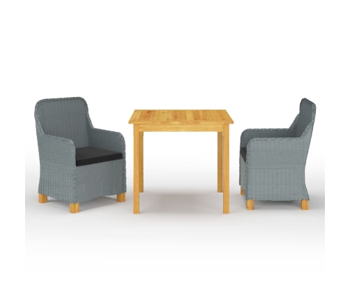 Juego de comedor para jardín 3 piezas gris claro