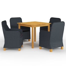 Juego de comedor para jardín de 5 piezas gris oscuro