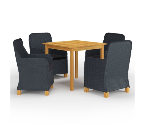 Juego de comedor para jardín de 5 piezas gris oscuro