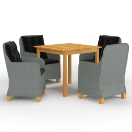 Juego de comedor para jardín de 5 piezas gris claro