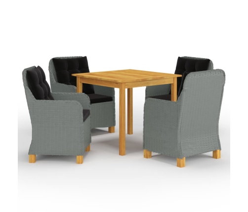 Juego de comedor para jardín de 5 piezas gris claro