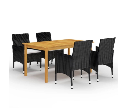 Juego de comedor para jardín de 5 piezas negro
