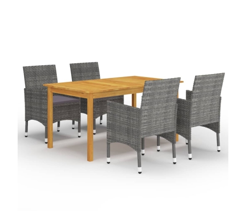 Juego de comedor para jardín de 5 piezas gris