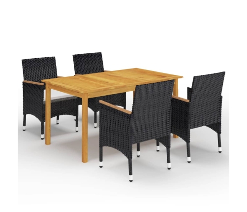 Juego de comedor de jardín de 5 piezas negro