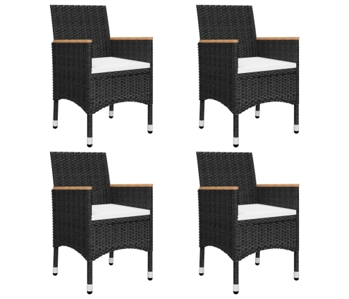 Juego de comedor de jardín de 5 piezas negro