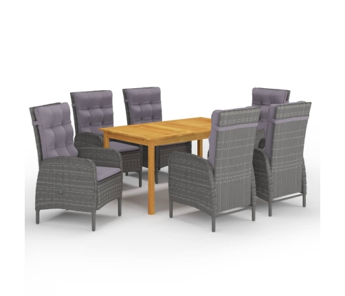 Juego de comedor de jardín de 7 piezas gris