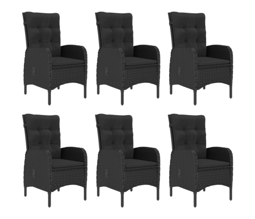 Juego de comedor de jardín de 7 piezas negro