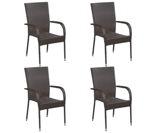 Juego de comedor para jardín 5 piezas marrón