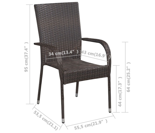 Juego de comedor para jardín 5 piezas marrón